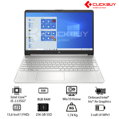 Laptop Hp 15-dy2095wm (47X70UA) (i5 1135G7/8GB RAM/256GB SSD/15.6 HD/Win10/Bạc/ Nhập Khẩu Chính hãng)