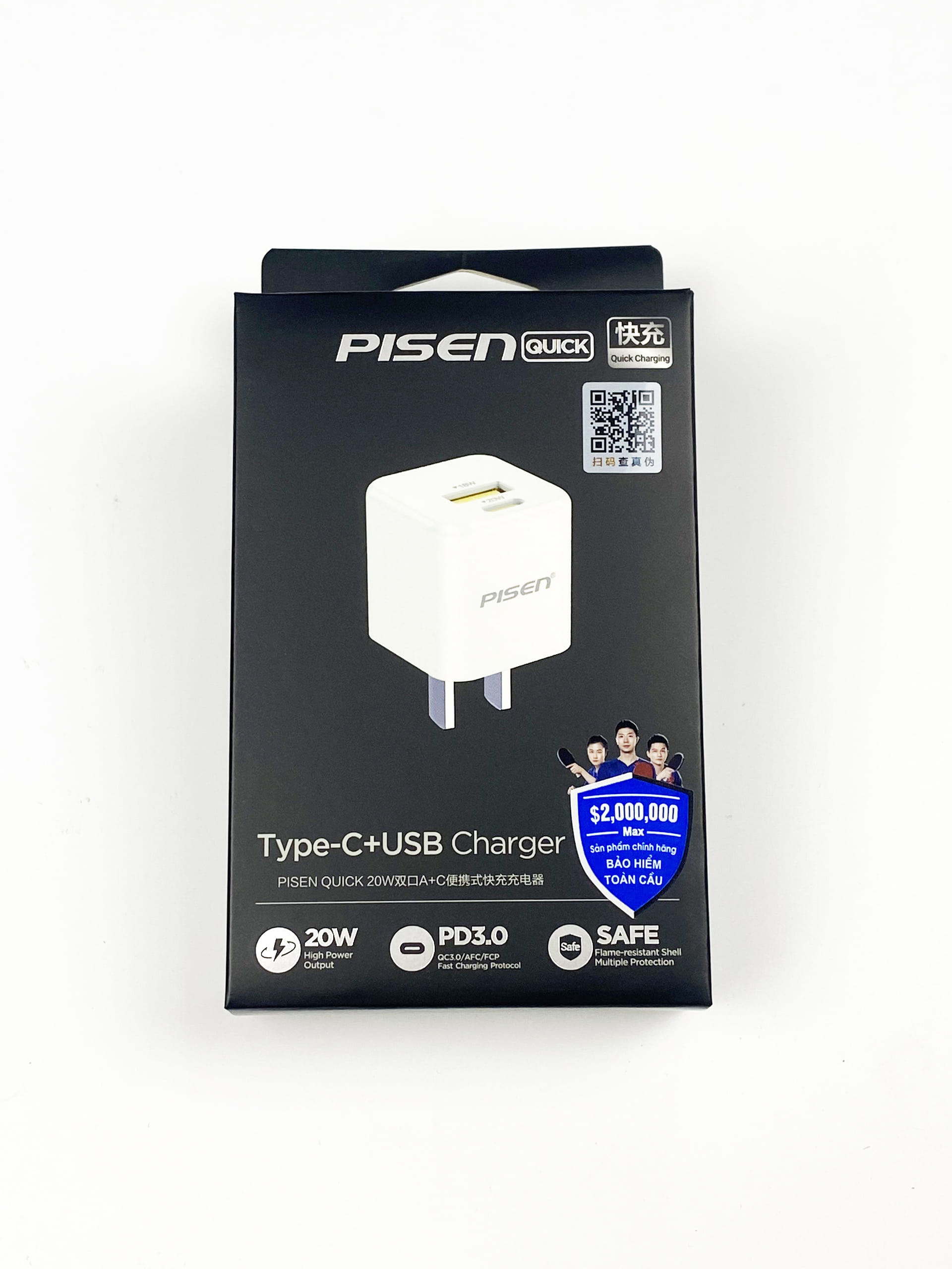 Sạc Pisen Mini Quick ice Crystal PD 20W 2 Cổng-44673