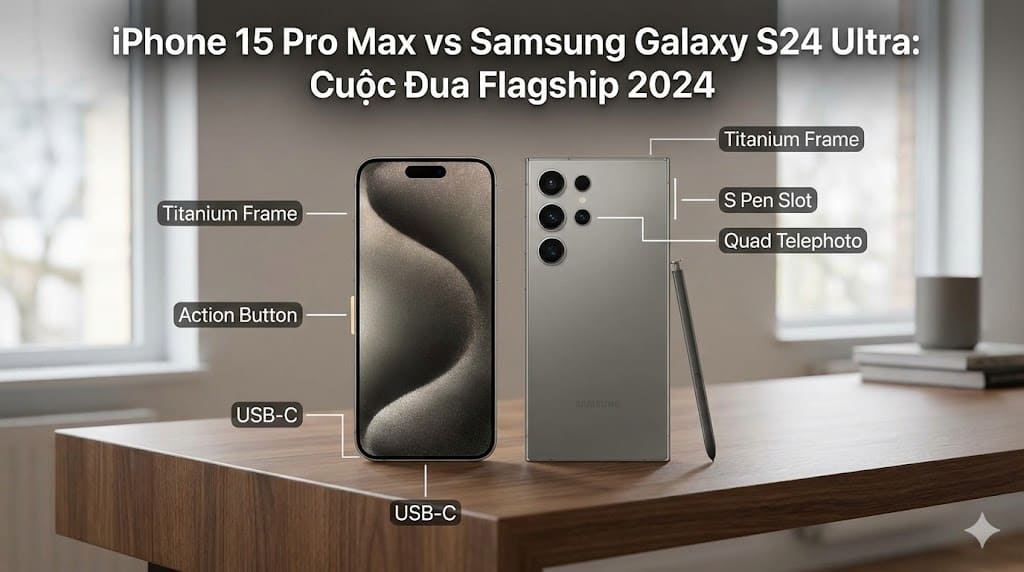 So Sánh iPhone 15 Pro Max vs Samsung Galaxy S24 Ultra mới nhất 