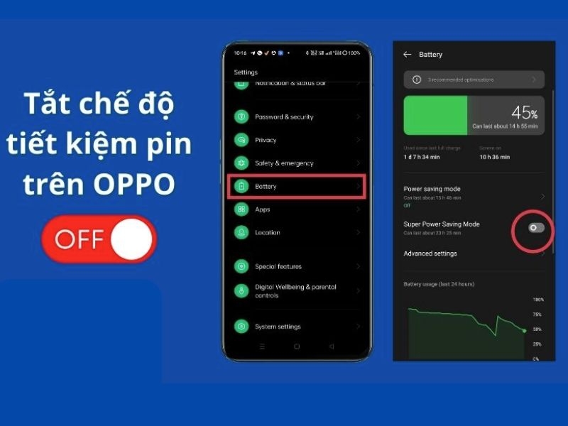 Tắt chế độ tiết kiệm pin trên OPPO nhanh và hiệu quả nhất 2025