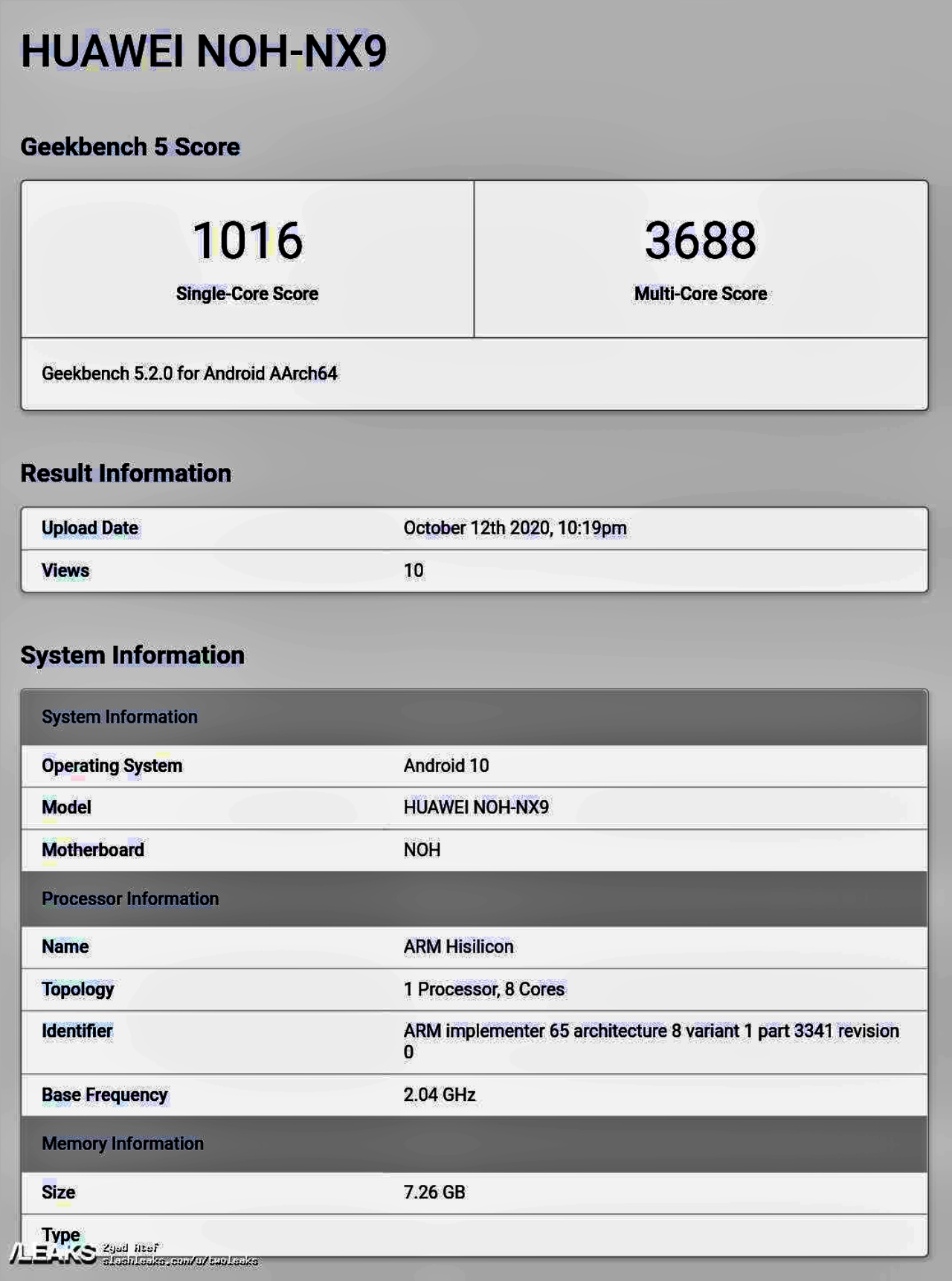 Huawei Mate 40 Pro lộ điểm benchmark ấn tượng trên Geekbench tiết lộ thông số kỹ thuật với chip Kirin 9000 và RAM 8GB 