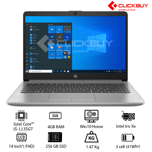 Laptop HP 240 G8 (3D0E1PA) (i5 1135G7/8GB RAM/256GB SSD/14 FHD/FP/Win10/Bạc)