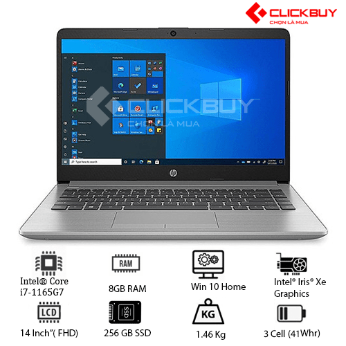 Laptop HP 240 G8 3D0E9PA (Core i7-1165G7 | 8GB | 256GB | Intel Iris Xe | 14.0 inch FHD |  Win 10 | Bạc)