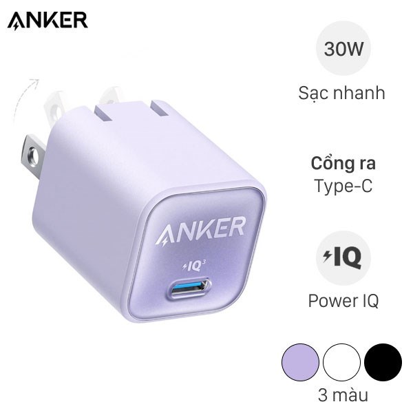 Củ sạc Anker 511 Nano 3 PD GaN 30W - A2147