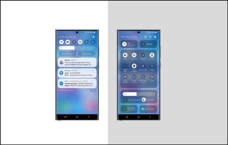 Một người dùng đã chụp lại được giao diện Điều khiển nhanh của One UI 6.0 beta (Ảnh: Samsung)