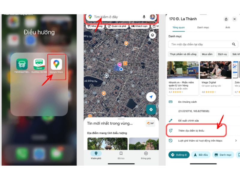 Thao tác tạo địa điểm trên Google Map bằng điện thoại