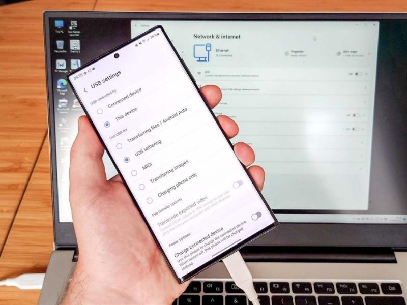 Kết nối máy tính với điện thoại qua dây cáp USB