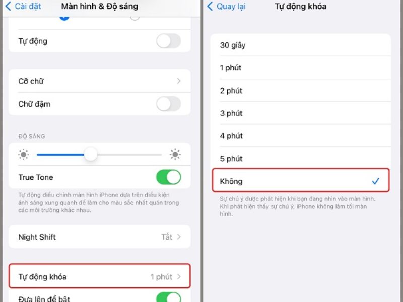 Hướng dẫn điều chỉnh thời gian tắt màn hình trên điện thoại iPhone