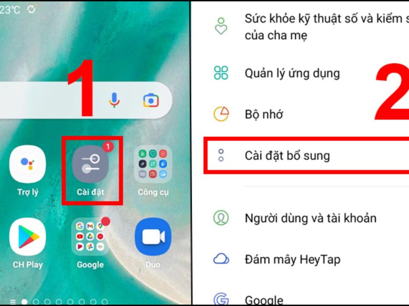 Cài đặt ngày giờ với điện thoại Android