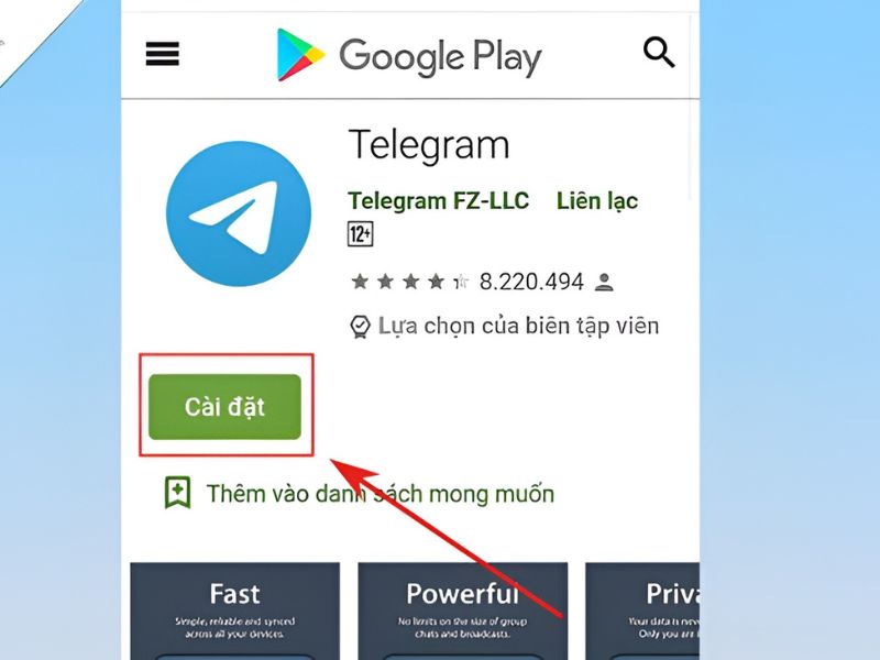 Tải Telegram với người dùng điện thoại Android