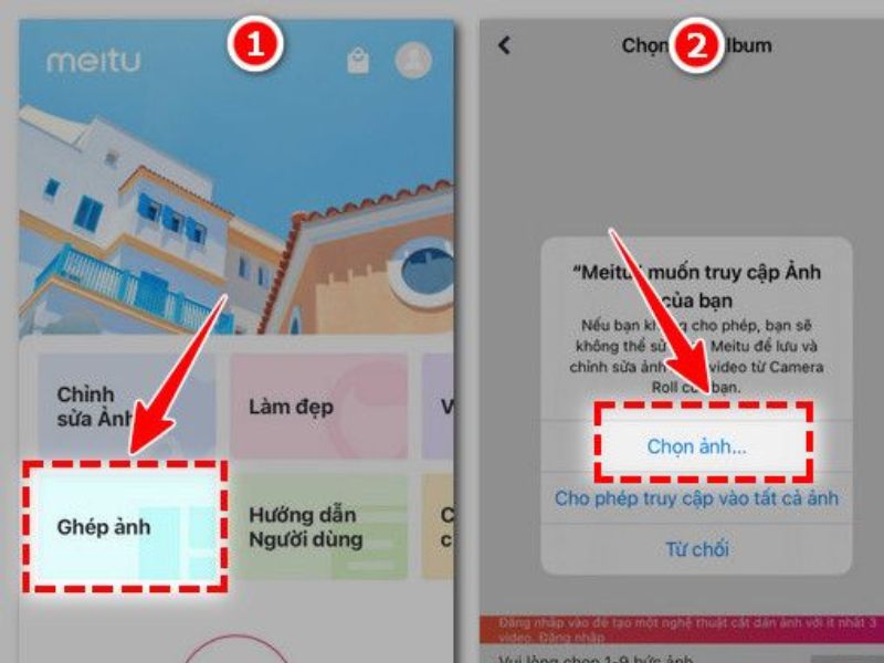 Ghép ảnh trên Meitu