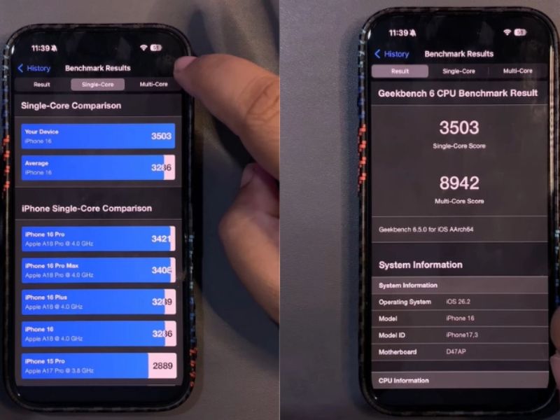 Hiệu năng iOS 26.2 RC