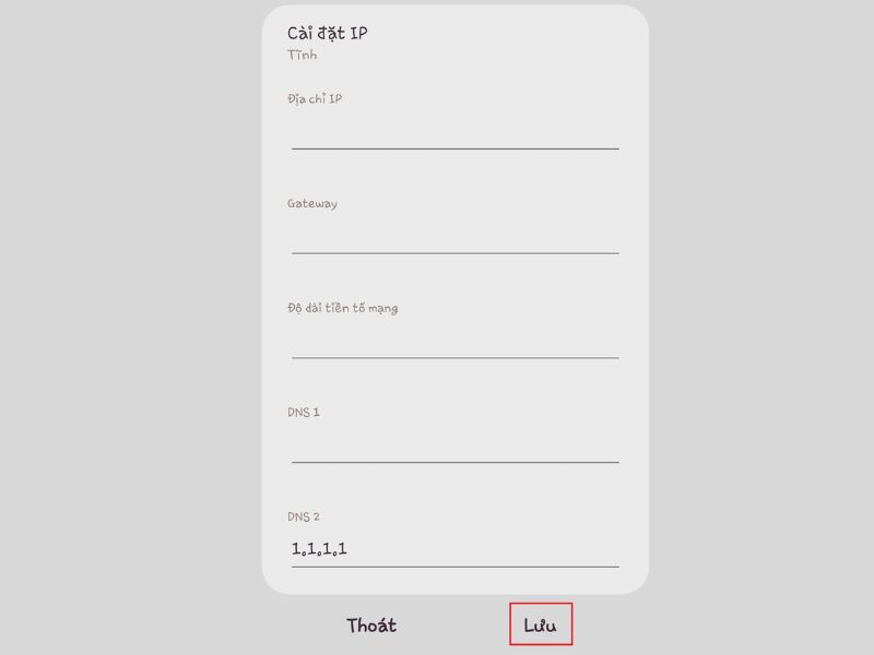 Các bước đổi địa chỉ IP trên Androi