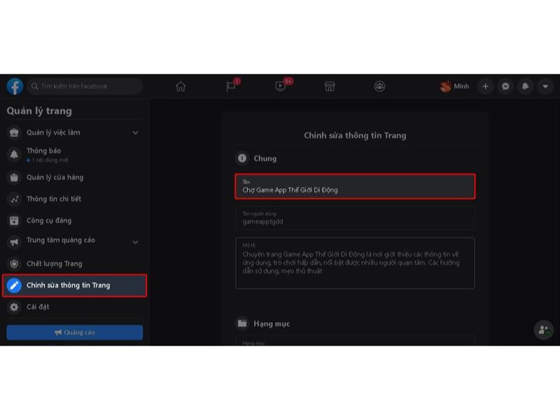 Hướng dẫn các bước đổi tên page Facebook trên điện thoại