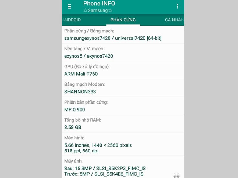 Kiểm tra xuất xứ của Samsung qua Phone Info