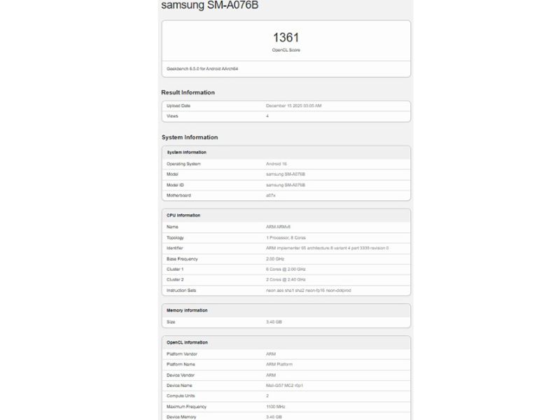 Lộ hiệu năng Samsung Galaxy A07 5G