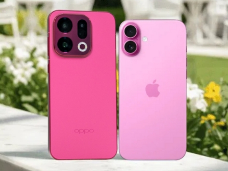 Điện thoại Find X9 và iPhone 16 màu hồng
