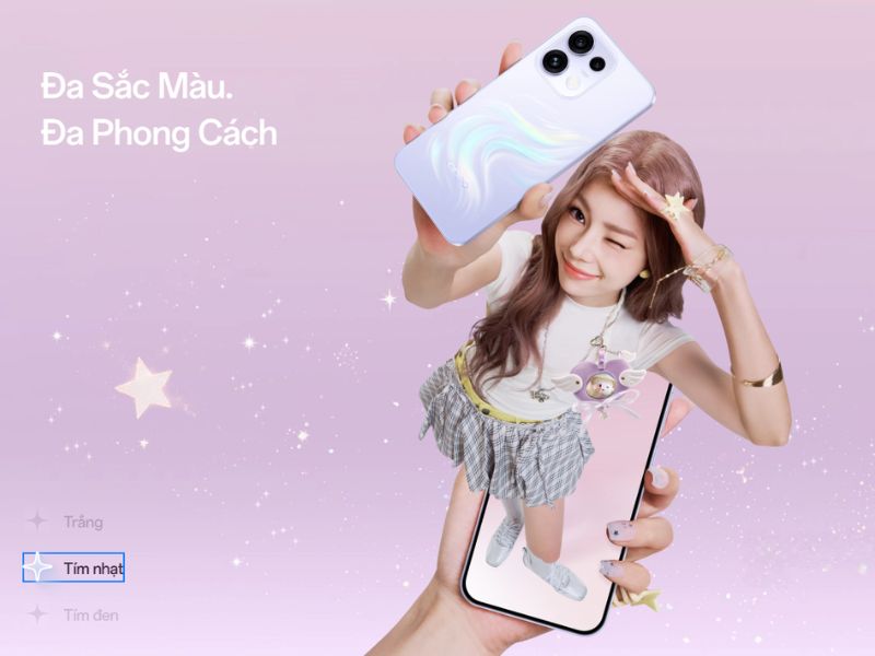 OPPO Reno16 F tím nhạt mộng mơ