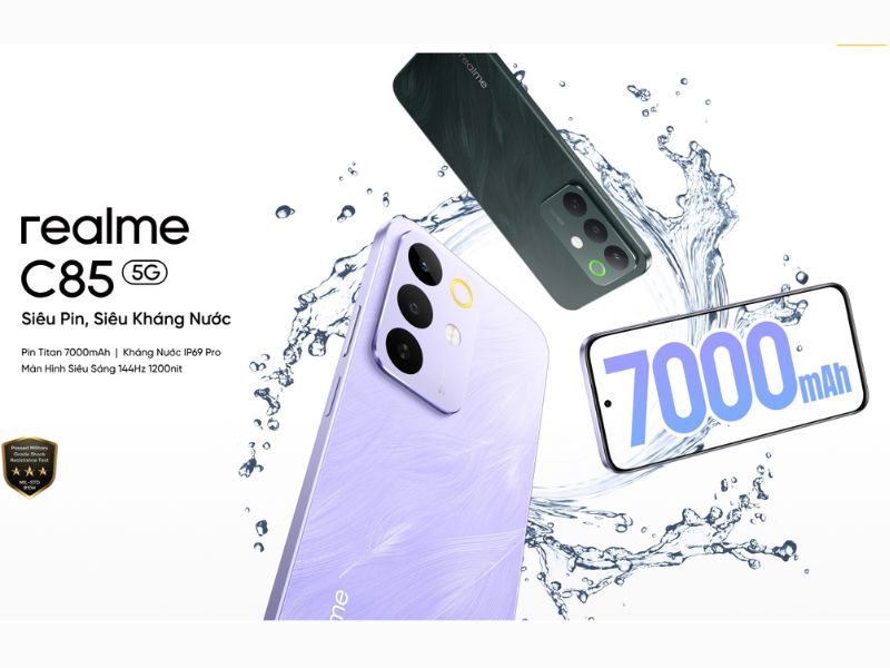 Pin 7000mAh trên Realme C85 5G