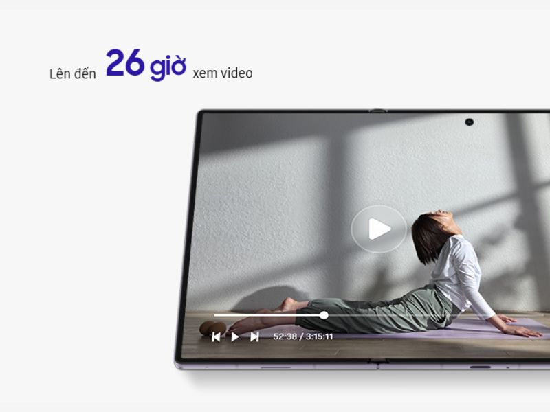 Thời lượng pin lên tới 26h phát video trên Z Fold8