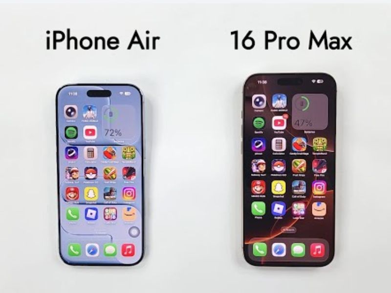 So sánh iPhone Air và iPhone 16 Pro Max siêu chân thực