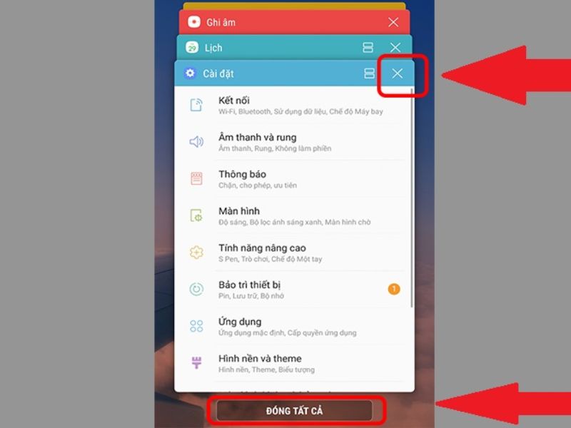 Tắt ứng dụng chạy ngầm từ phím đa nhiệm