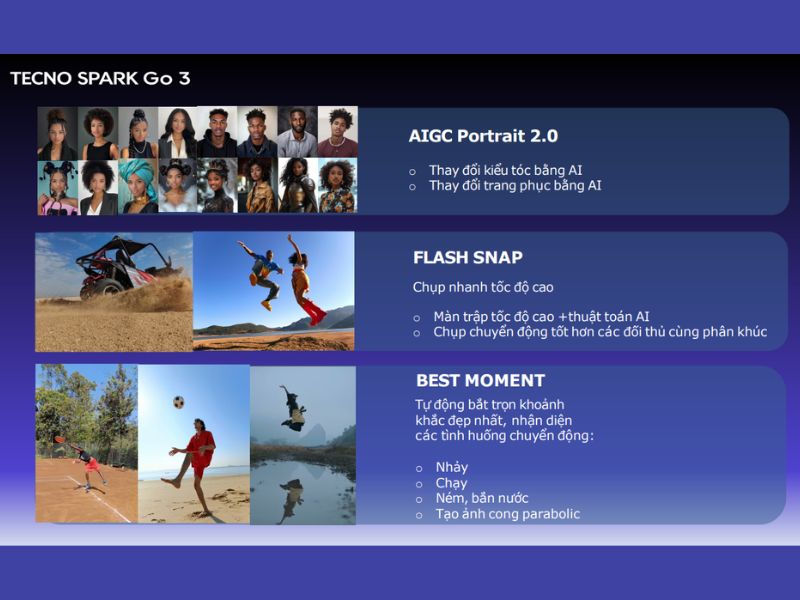 AI trên Tecno Spark Go 3 hỗ trợ chụp ảnh