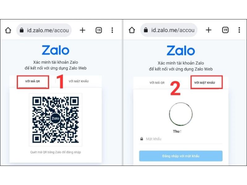 Các thao tác đăng nhập Zalo trên web