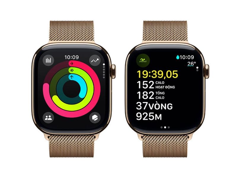 Khả năng hiển thị của Apple Watch Series 10 42mm LTE viền titan dây thép