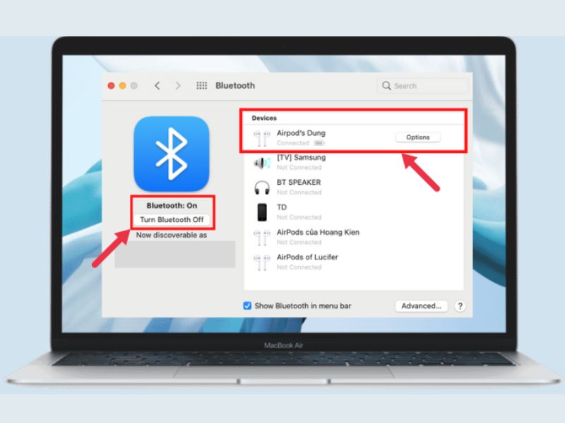 Bật bluetooth trên Macbook