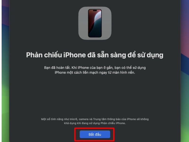 Nhấn Bắt đầu để tiến hành phản chiếu