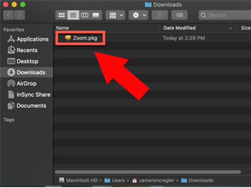 Bước 2: Mở file cài đặt Zoom.pkg