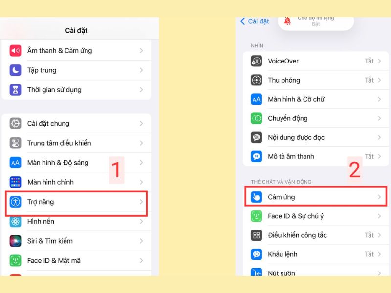 Chọn Trợ năng (Accessibility)