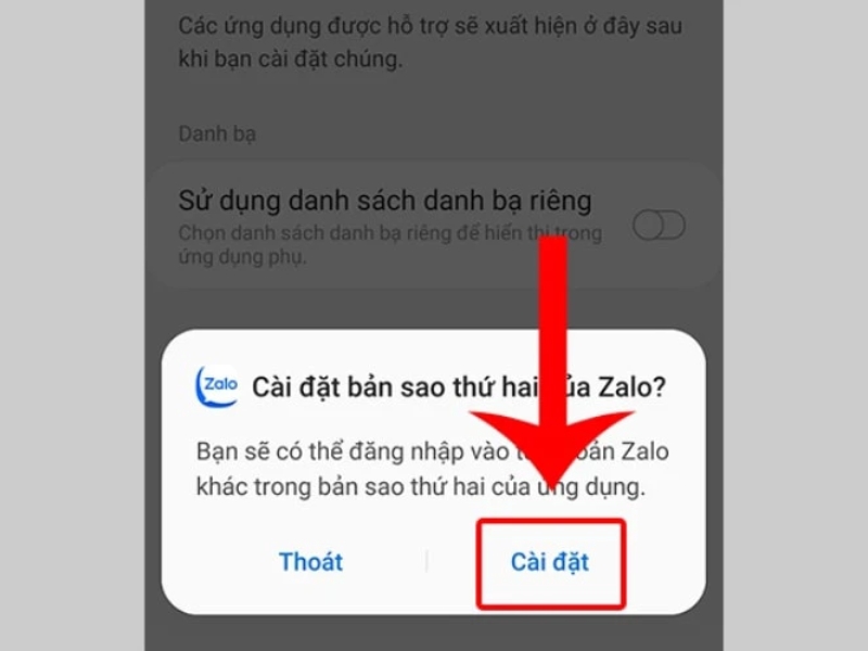 ấn cài đặt