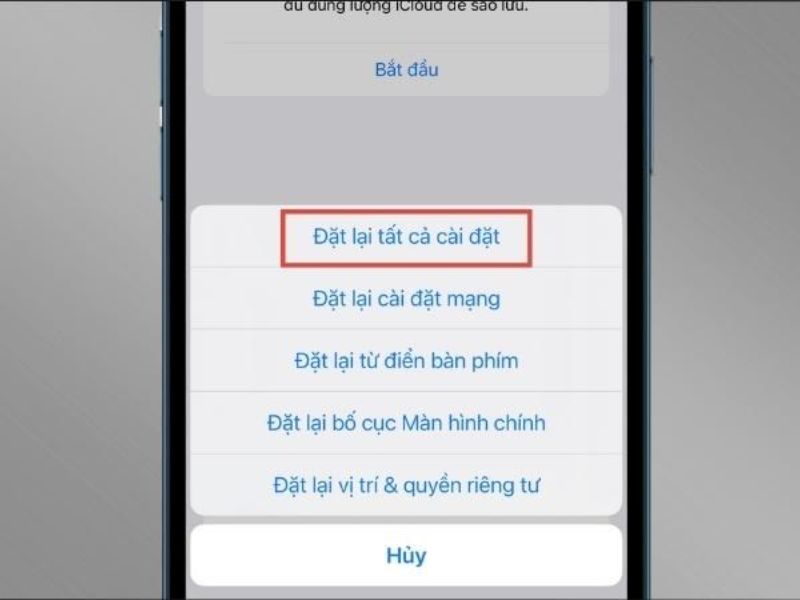 Bước 3: Lựa chọn kiểu đặt lại phù hợp