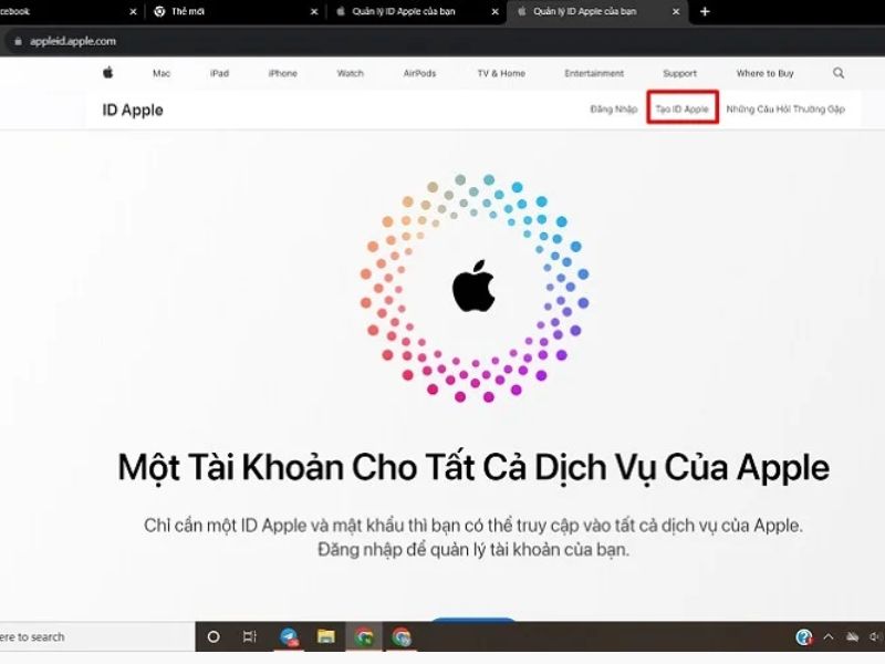 Bước 1: Truy cập trang tạo ID Apple