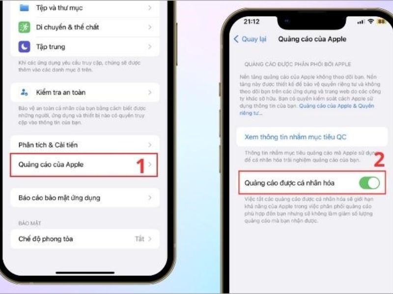 Cách xóa quảng cáo trên điện thoại iPhone
