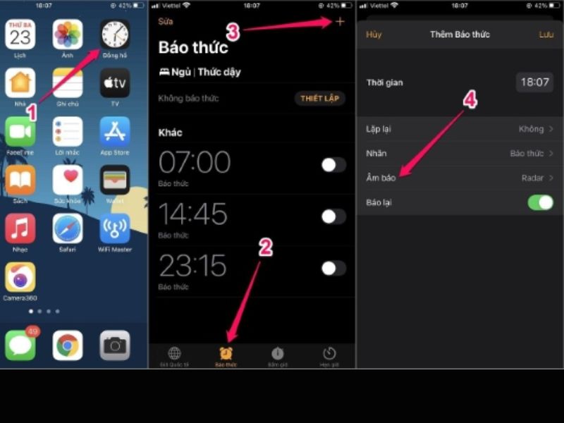 cài nhạc chuông báo thức iPhone
