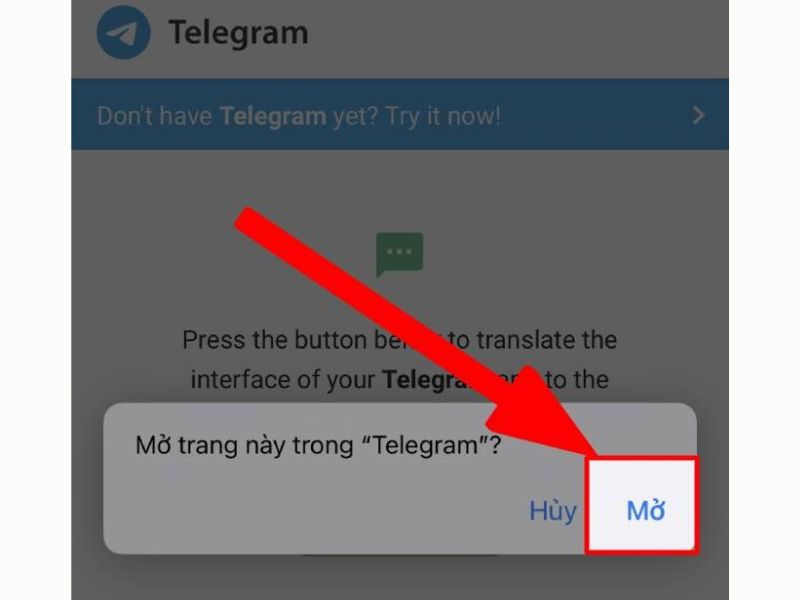 Cách thiết lập ngôn ngữ tiếng Việt cho Telegram trên điện thoại bước 1