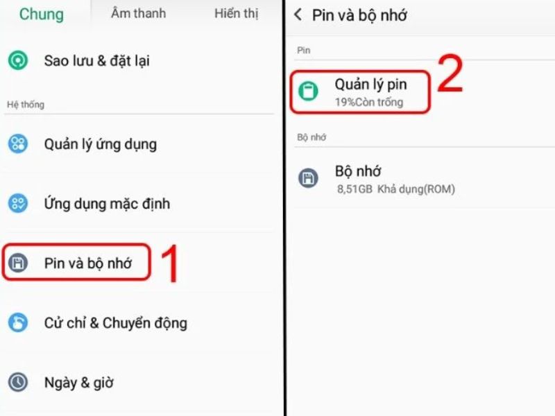 tắt tiết kiệm pin ở cài đặt