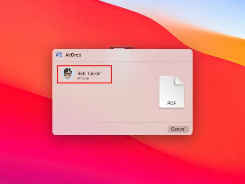 Các bước truyền file qua AirDrop trên Macbook người nhận