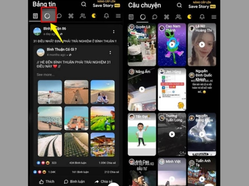 Chọn biểu tượng Story