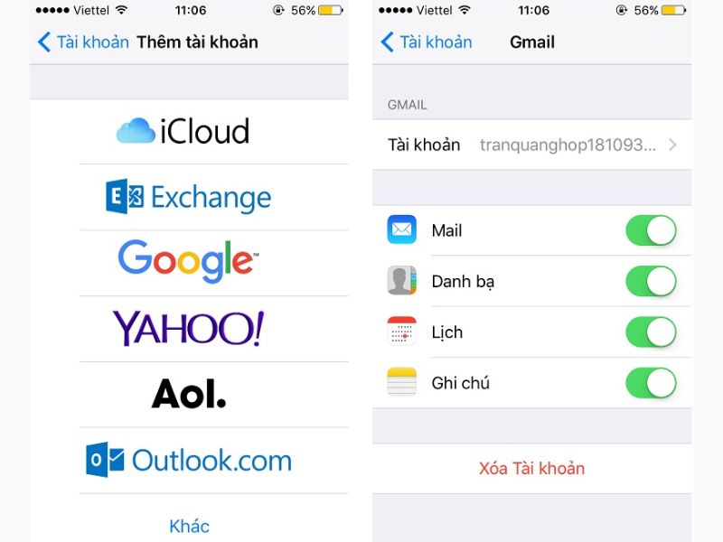 Thêm tài khoản Google vào iPhone