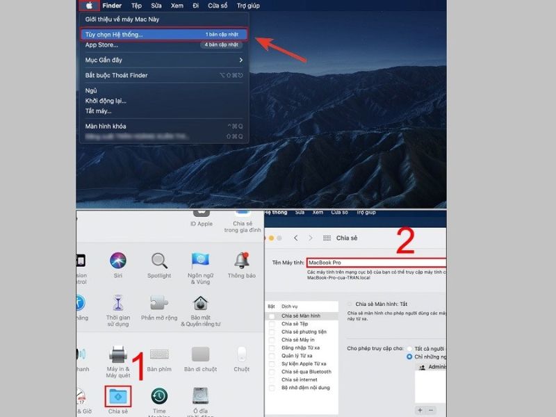 Đổi tên MacBook từ tùy chọn hệ thống (System Preferences)