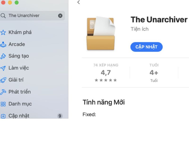 Bước 1: Tải phần mềm The Unarchiver từ App Store
