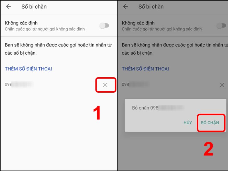 hủy chặn trên oppo