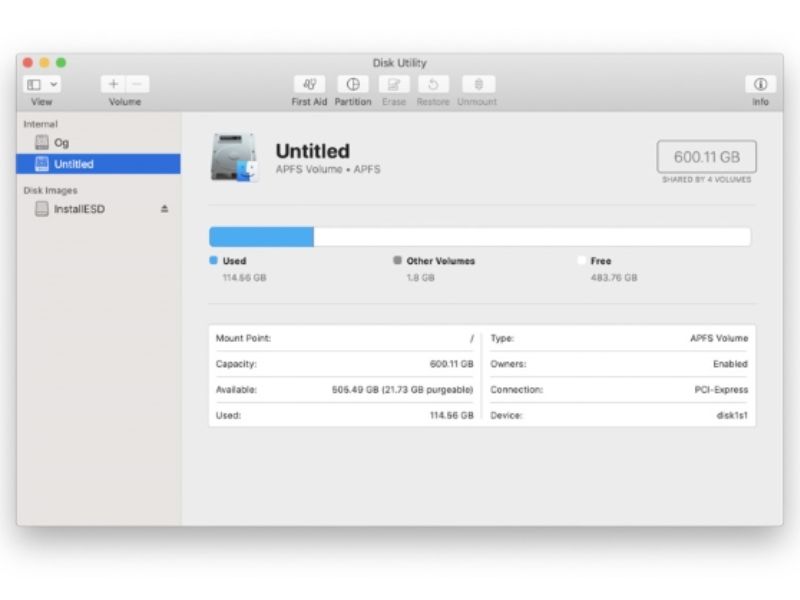 Kiểm tra bằng Disk Utility