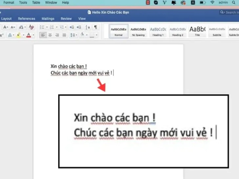 Lý do gạch chân đỏ trong Word MacBook