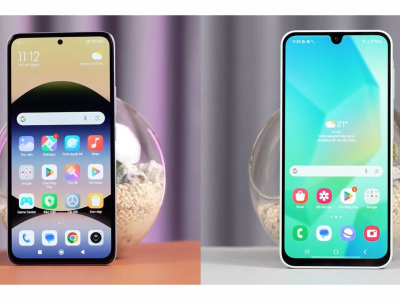 Màn hình Samsung A16 với Xiaomi Redmi Note 14