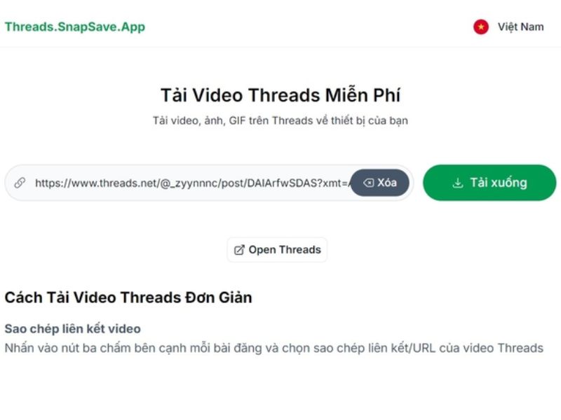 tải video thread trên máy tính